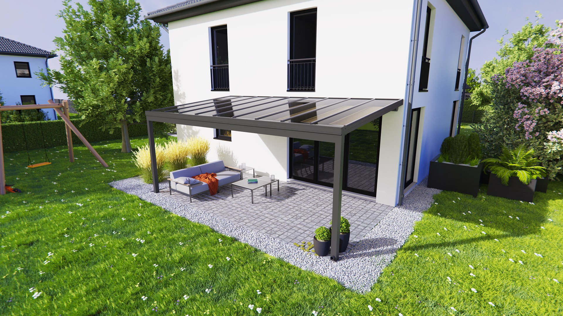 Terrassendach mit Glaseindeckung